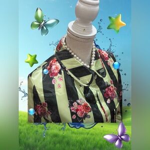 Golden Goose Black and Green Striped Floral Jacket